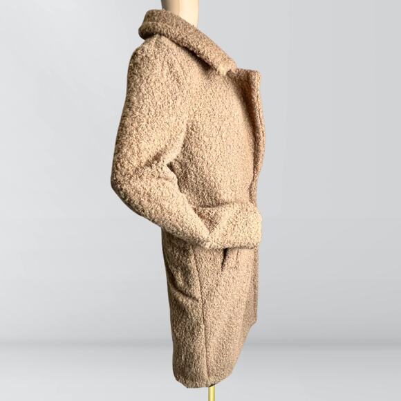 NWT Dynamite Manteau Teddy Bear Brown Long Coat In Pebble Stone - Picture 2 of 4